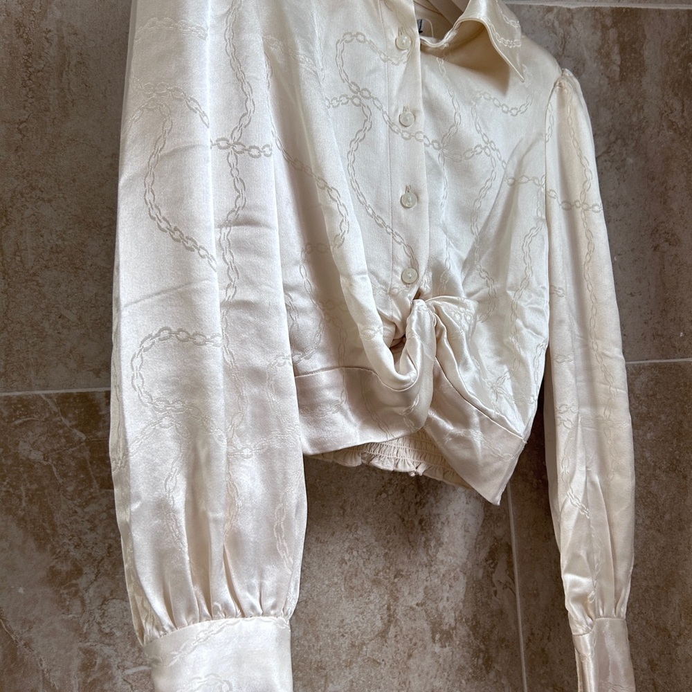 Petite Studio Blouse Champagne Vintage Work Top